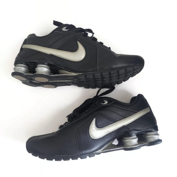 Black Gray Leather Nike Shox 